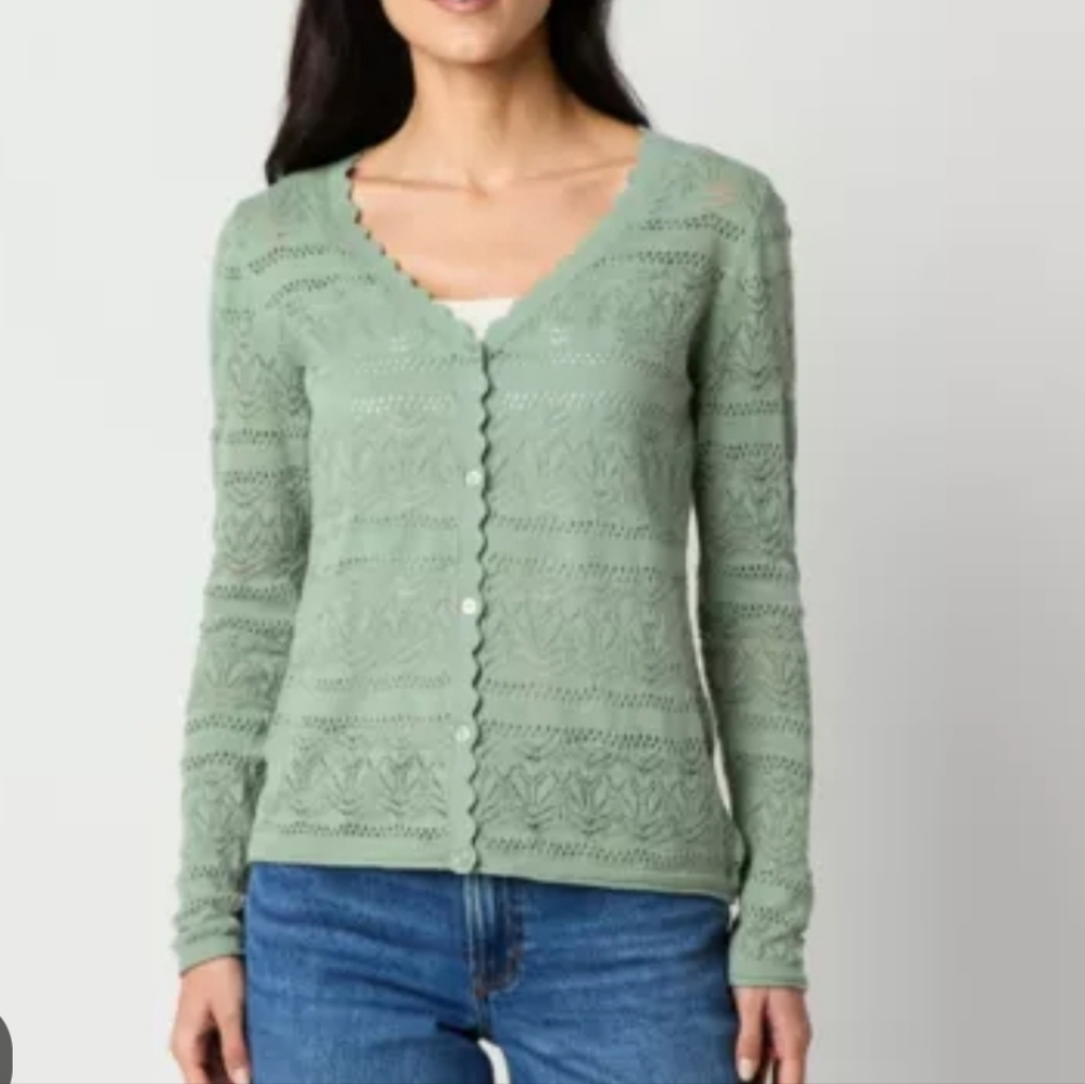Frye and Co. Womens V Neck Long Sleeve Knit Button Cardigan Size M